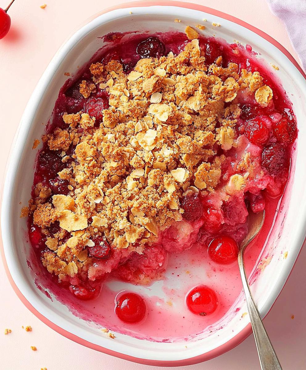 Cherry Rhubarb Crisp Recipe - dailydishrecipe.com